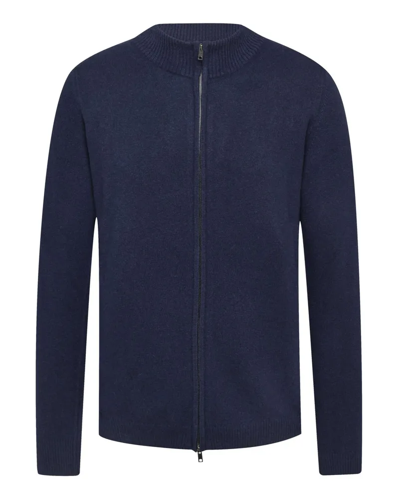 Daniele Fiesoli Softer Cardigan aus einem Merino-Kaschmir-Mix mit Zip in Schwarzblau