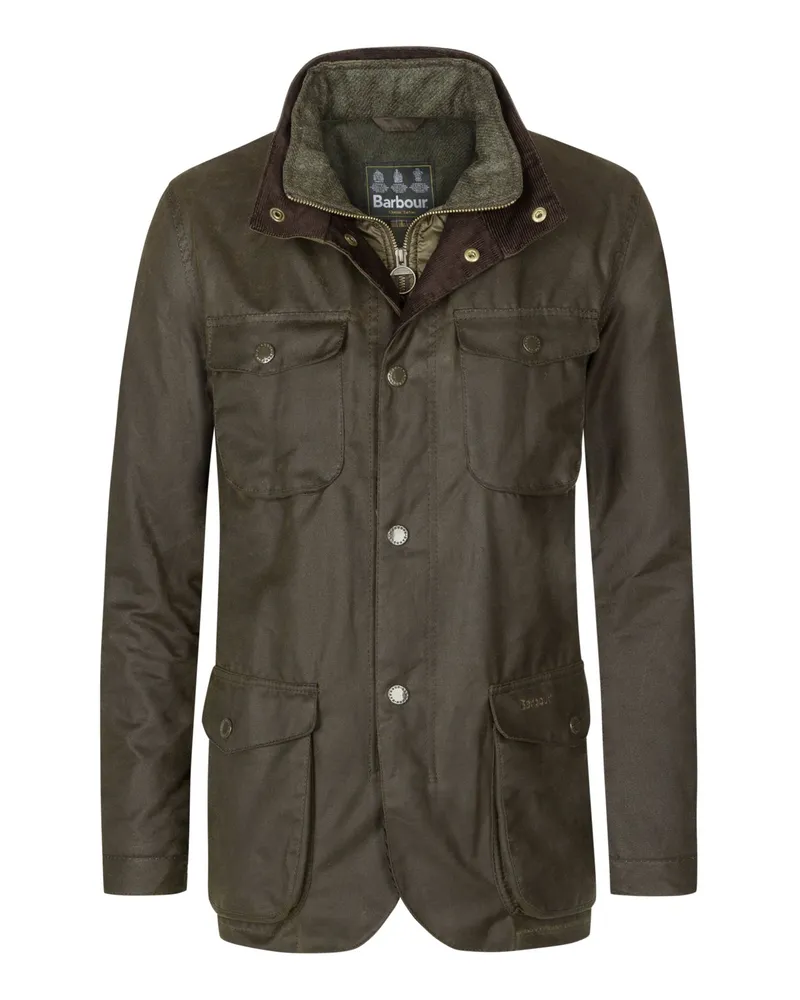 Barbour Fieldjacket Ogston mit Steppblende und Wachs-Beschichtung in Oliv