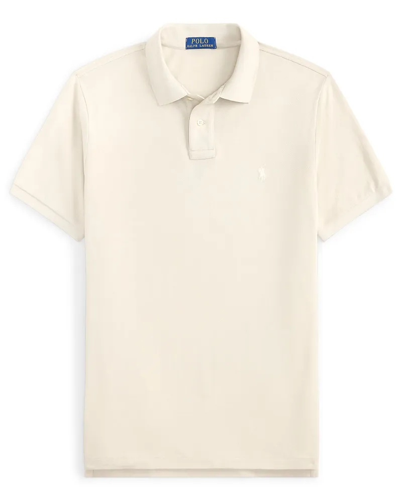 Ralph Lauren Piqué-Poloshirt mit Logo-Stickerei, Custom Slim Fit in Offwhite
