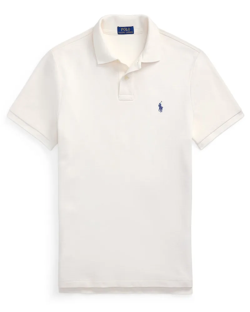 Ralph Lauren Piqué-Poloshirt, Custom Slim Fit in Offwhite