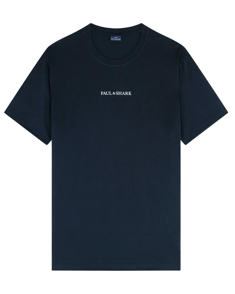 Paul & Shark Unifarbenes T-Shirt mit Label-Schriftzug Marine