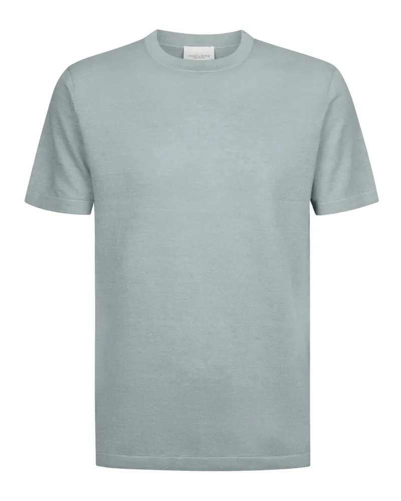 Profuomo Strick-T-Shirt aus Leinen und Baumwolle, Regular Fit in Hellblau