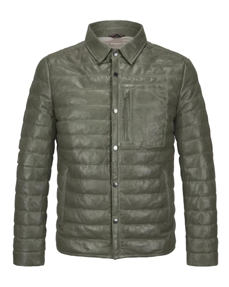 Milestone Gefütterte Steppjacke MSBenny aus weichem Lammleder in Grün