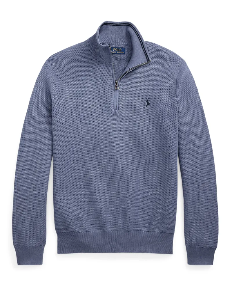 Ralph Lauren Piqué-Troyer aus Baumwolle mit Poloreiter-Stickerei in Blau