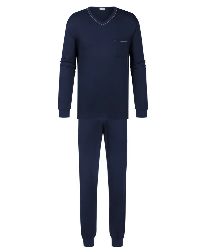 Mey Jersey-Schlafanzug mit Brusttasche in Marine