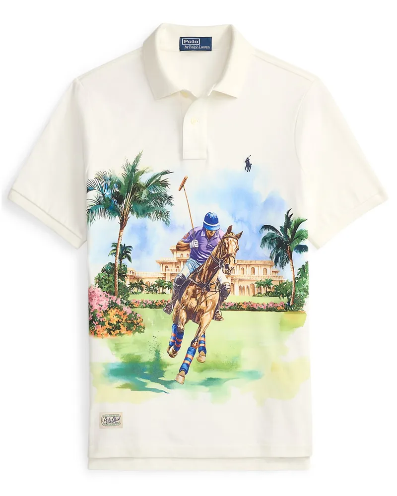 Ralph Lauren Piqué-Poloshirt mit großem Poloreiter-Print, Classic Fit in Multicolor