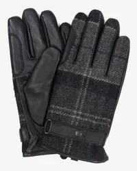 Barbour Lederhandschuhe mit Wolloberfläche und Tartanmuster Schwarz