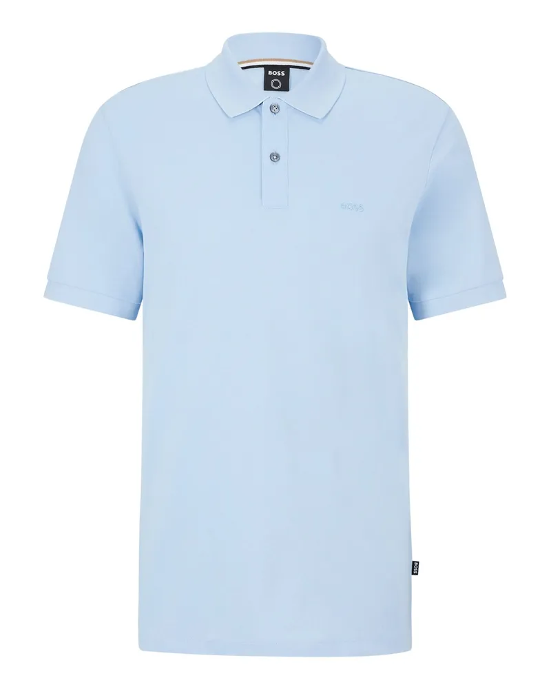 HUGO BOSS Unifarbenes Piqué-Poloshirt mit kleiner Label-Stickerei in Hellblau