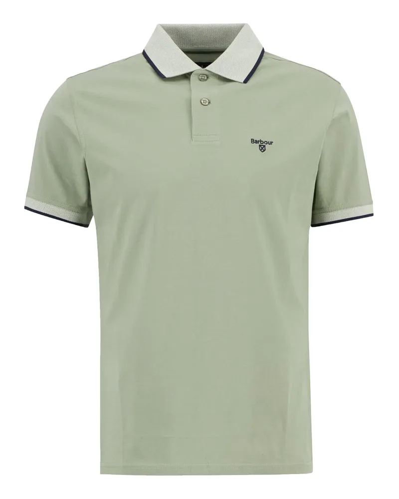 Barbour Leichtes Poloshirt aus Baumwolle mit Kontrastbündchen, Tailored Fit in Grün