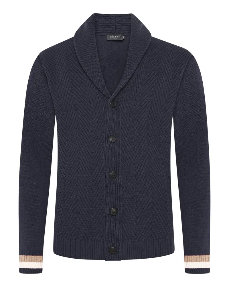 Maerz Strickjacke aus Merinowolle mit Fischgrät-Webstruktur in Marine