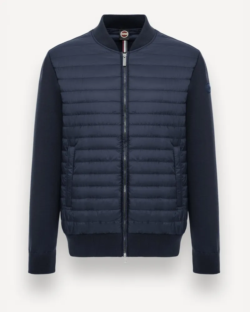 Colmar Hybride Strickjacke mit Steppfront und Label-Aufnäher in Marine