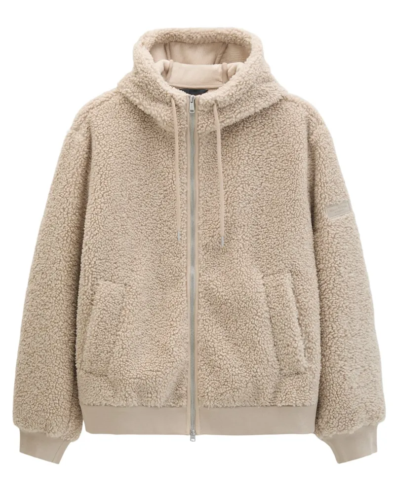 Marc O'Polo Kapuzenjacke in Teddyfell-Qualität in Beige