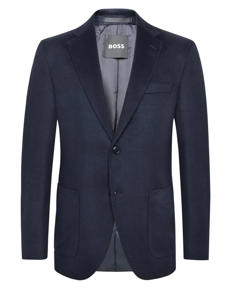 HUGO BOSS Einreihiges Kaschmir-Sakko H-Jansoaus mit fallendem Revers, Regular in Marine