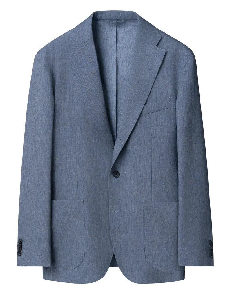Eton Ungefüttertes 3-Knopf Sakko aus Leinen und Schurwolle in Blau