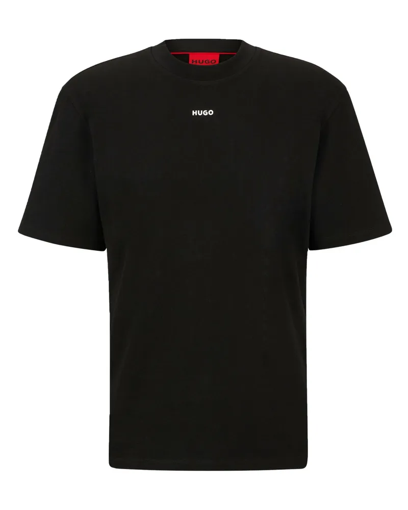 HUGO BOSS T-Shirt aus Baumwolle mit Label-Schriftzug in Schwarz