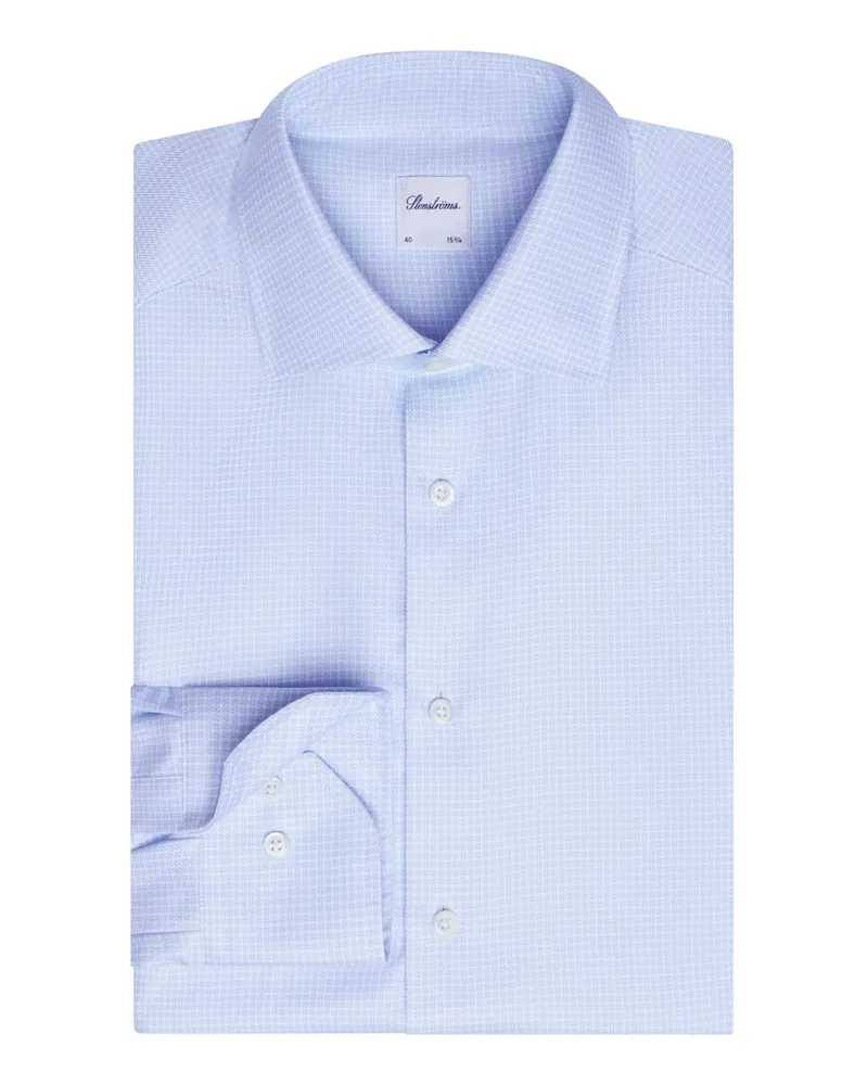 Stenströms Vollzwirn Baumwollhemd mit Blockstreifen, Regular Fit in Hellblau