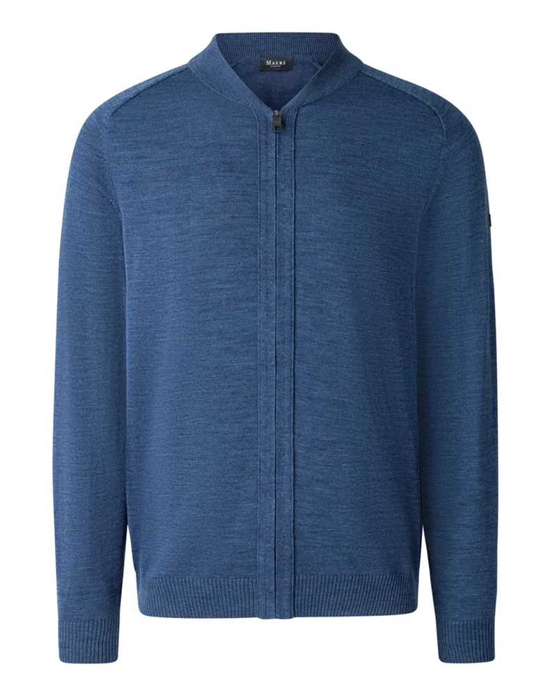 Maerz Leichte Strickjacke aus maschinenwaschbarer Merinowolle in Mittelblau