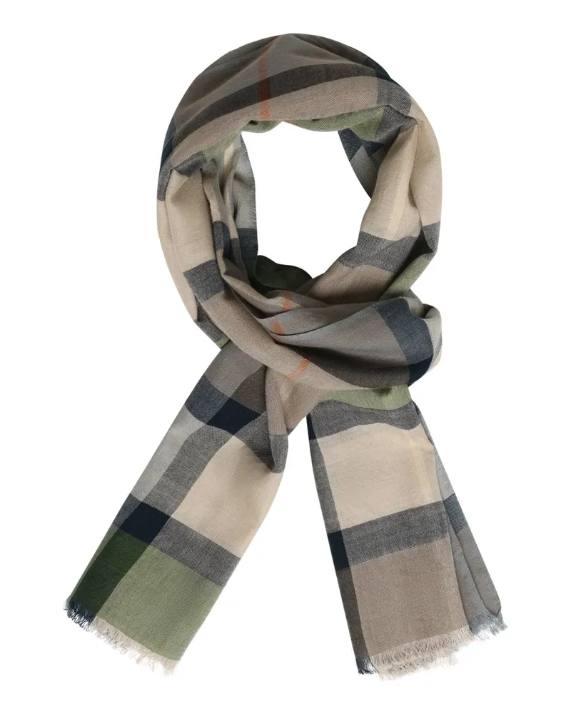 Tom Rusborg Leichter Baumwollschal mit Karomuster in Beige