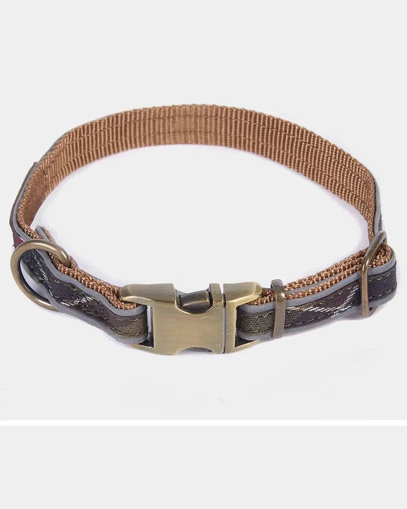 Barbour Hundehalsband mit Tartanmuster und Reflektoren in Grün