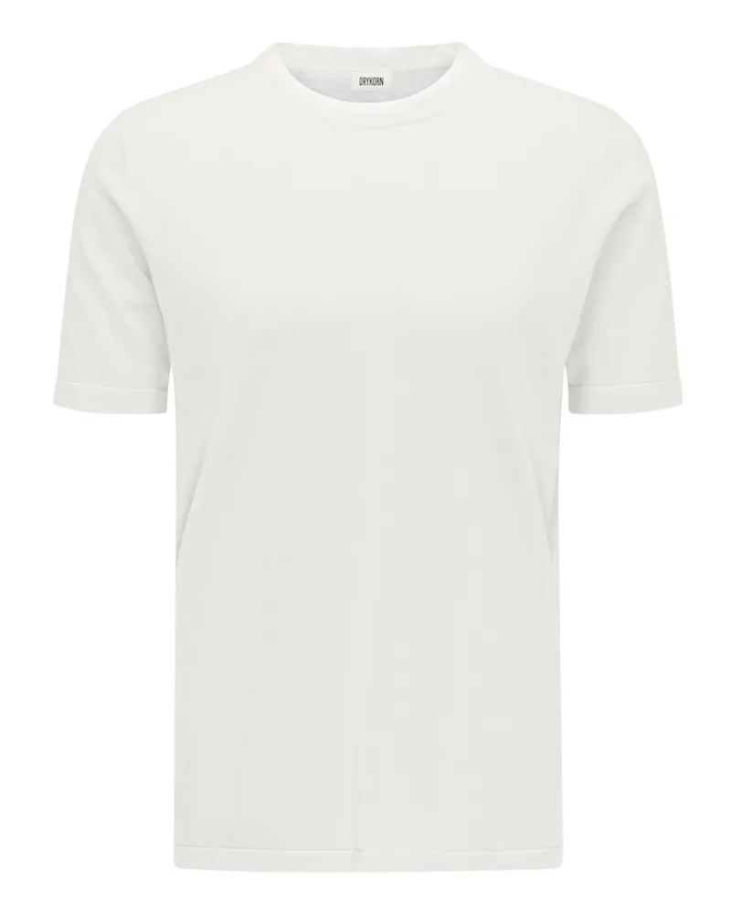 Drykorn Elastisches Feinstrick-T-Shirt mit Rundhalsausschnitt in Natur