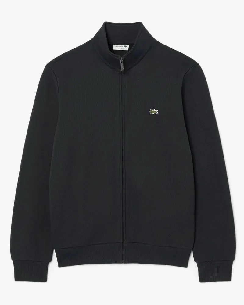 Lacoste Sweatjacke aus einem Baumwoll-Mix mit Logo-Aufnäher, Regular Fit in Schwarz