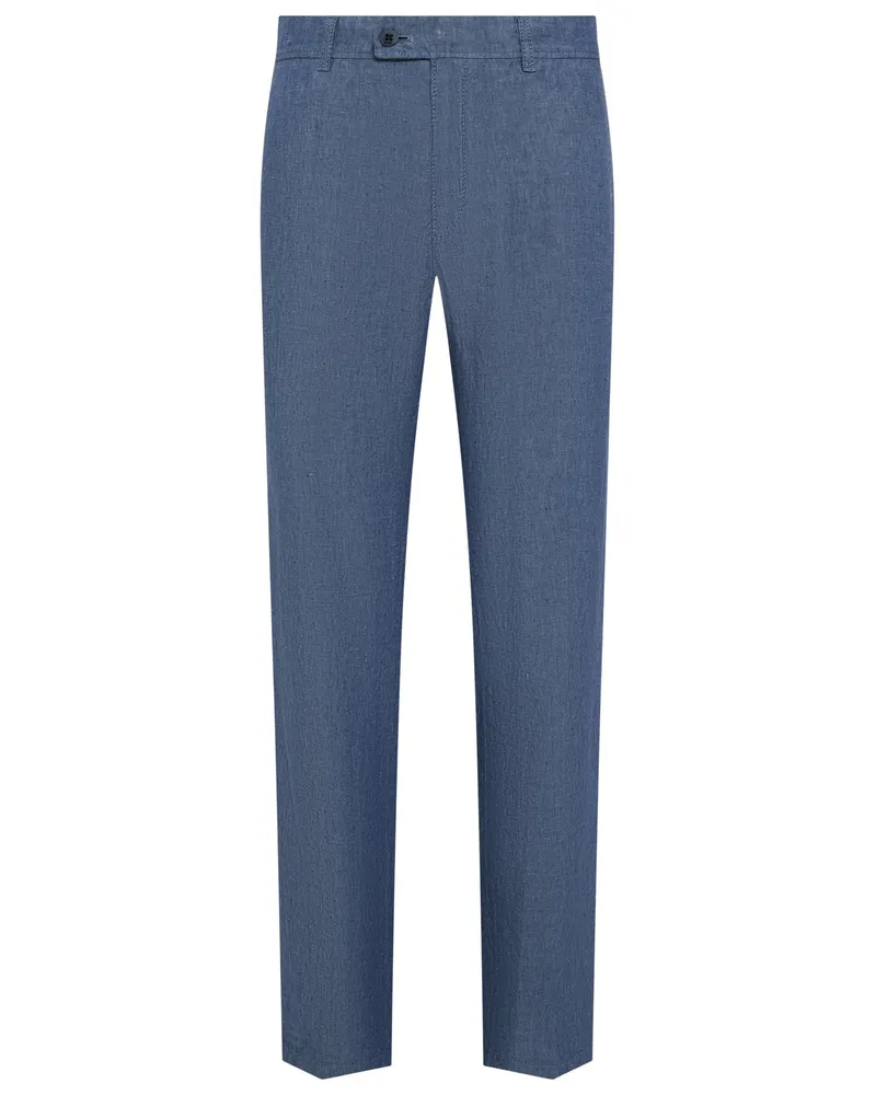 Brax Chino Evans aus Leinen, Regular Fit in Mittelblau