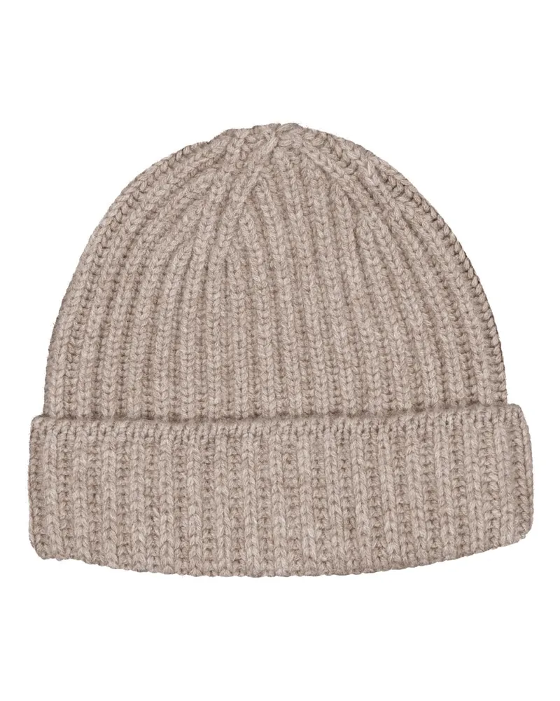 Tom Rusborg Strickmütze aus Kaschmir in Beige