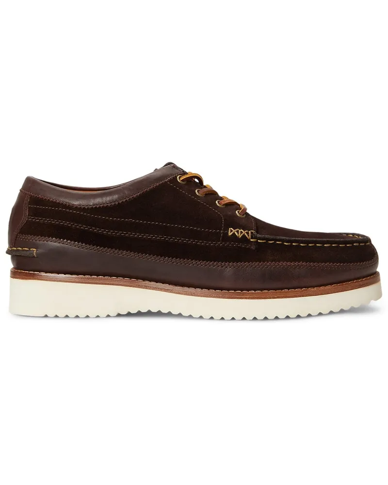 Ralph Lauren Niedrige Lederstiefelette mit Label-Prägung und Narbenstruktur in Dunkelbraun