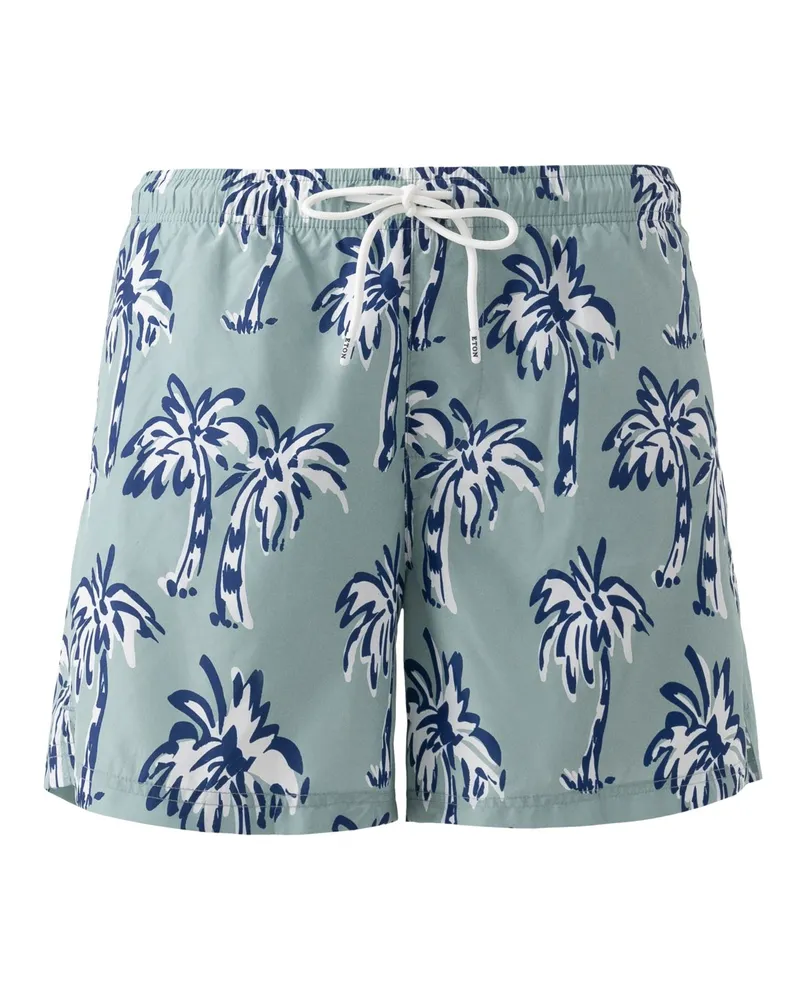 Eton Badehose mit Palmen-Print und Stretch-Futter in Mint