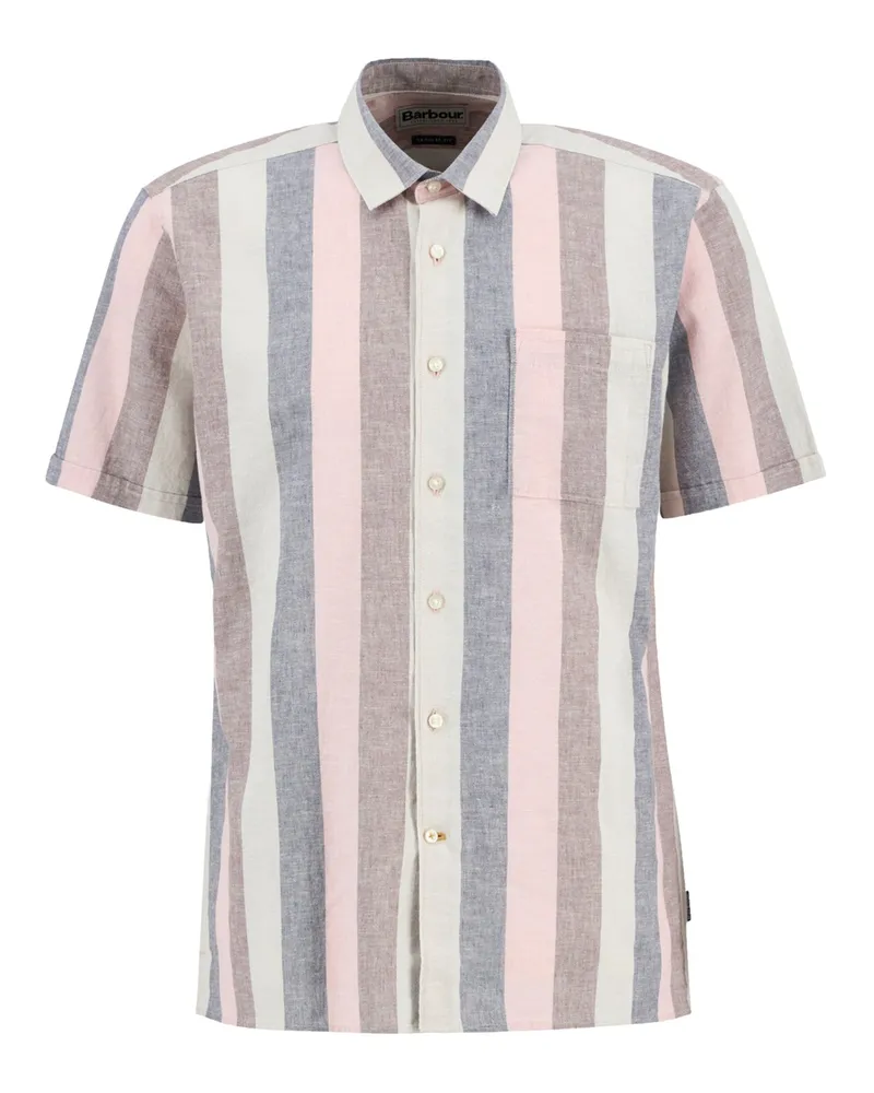 Barbour Kurzarmhemd aus Leinen und Baumwolle mit Streifenmuster, Regular Fit in Rot