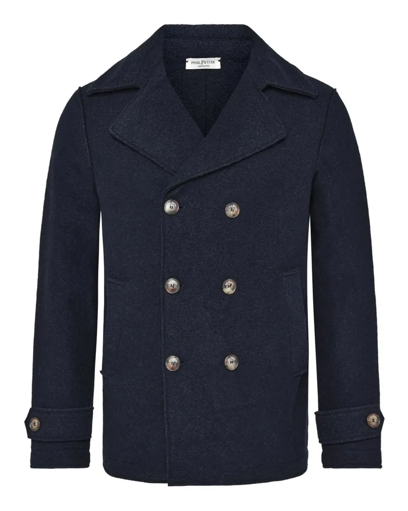 Phil Petter Edle Cabanjacke aus gewalkter Outdoor-Merinowolle in Marine