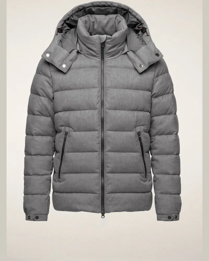 Save The Duck Steppjacke Constantin in Woll-Optik mit Kapuze und PLUMTECH®-Ausstattung in Mittelgrau