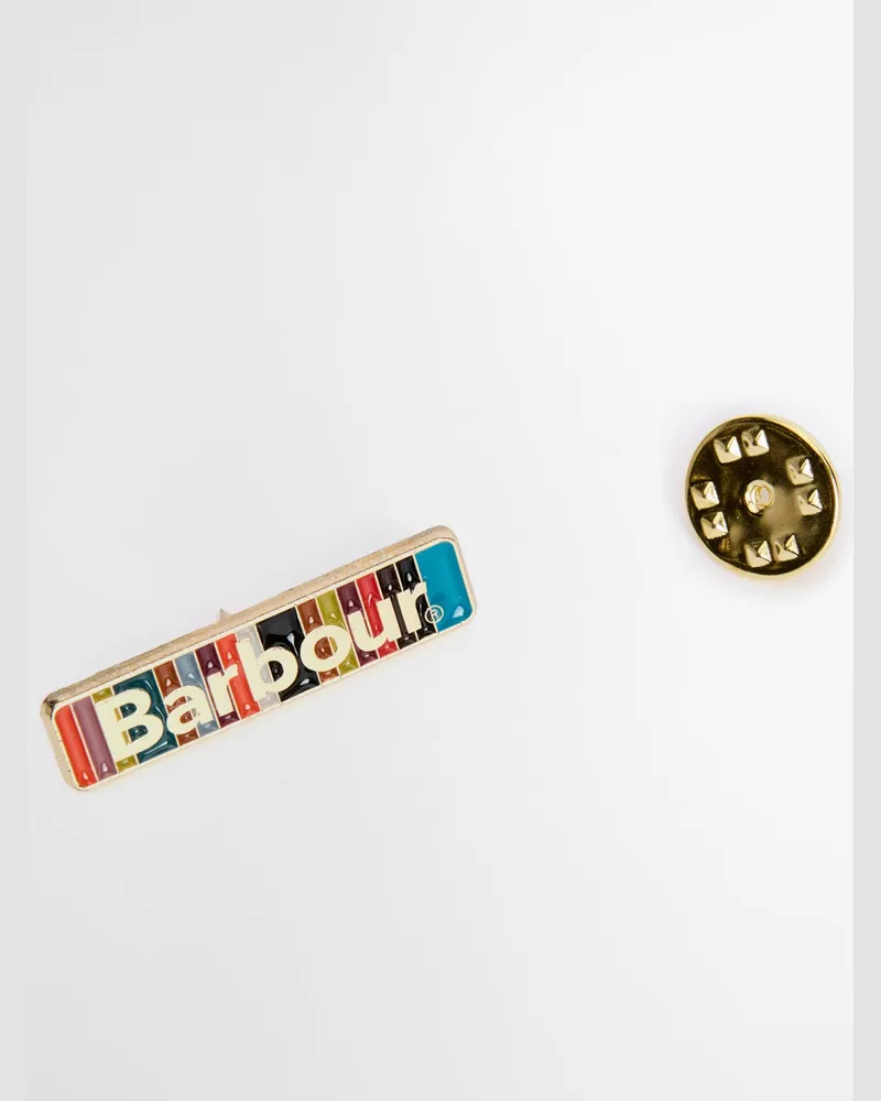 Barbour Paul Smith loves Barbour Pin Badge mit Barbour Schriftzug in Multicolor