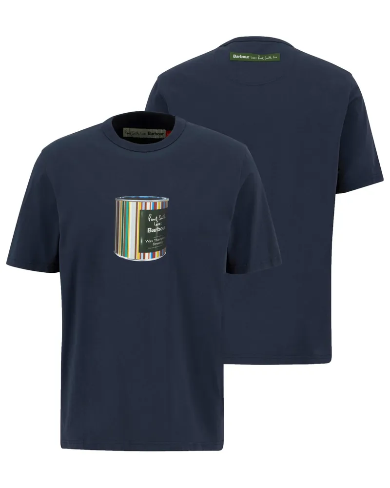 Barbour Paul Smith loves Barbour T-Shirt mit Frontprint in Marine