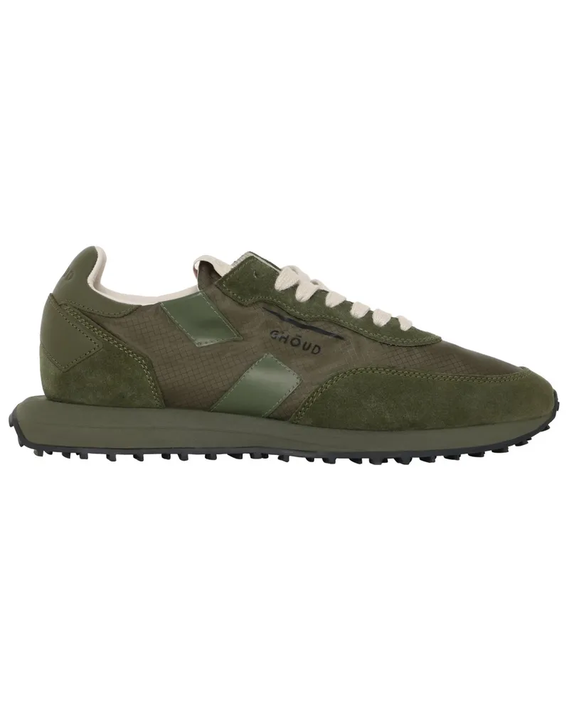 GHŌUD Runner-Sneaker aus einem Mesh-Leder-Mix in Oliv