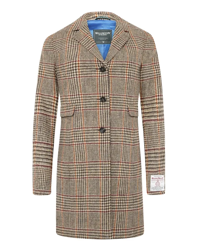 Wellington of Bilmore Damen-Kurzmantel Emilia aus Harris Tweed mit Pepita-Webmuster in Beige
