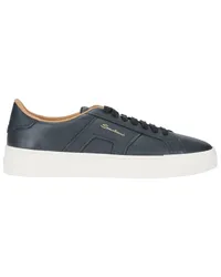 Santoni Double Buckle Sneaker aus Nappaleder mit Plateausohle Marine