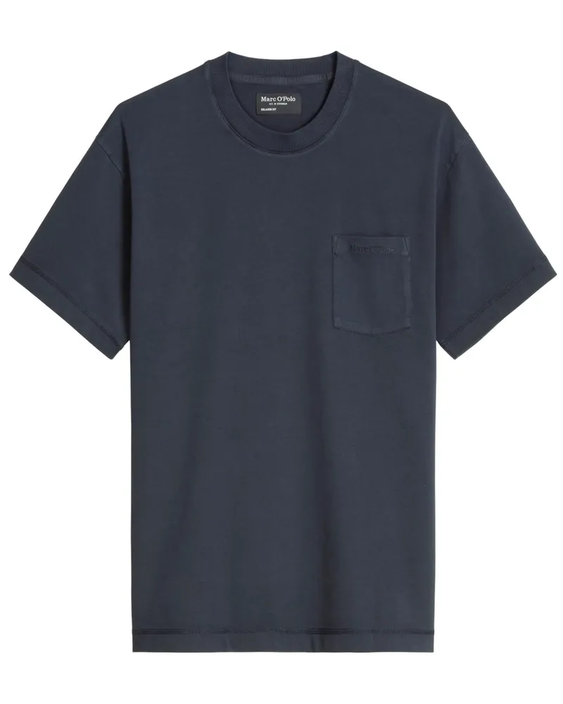 Marc O'Polo Garment Dyed T-Shirt mit Brusttasche, Relaxed Fit in Marine