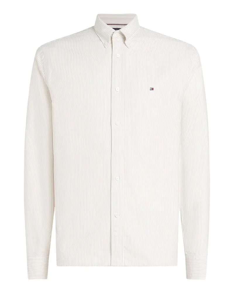 Tommy Hilfiger Oxfordhemd aus Bio-Baumwolle mit Streifen, Regular Fit in Beige