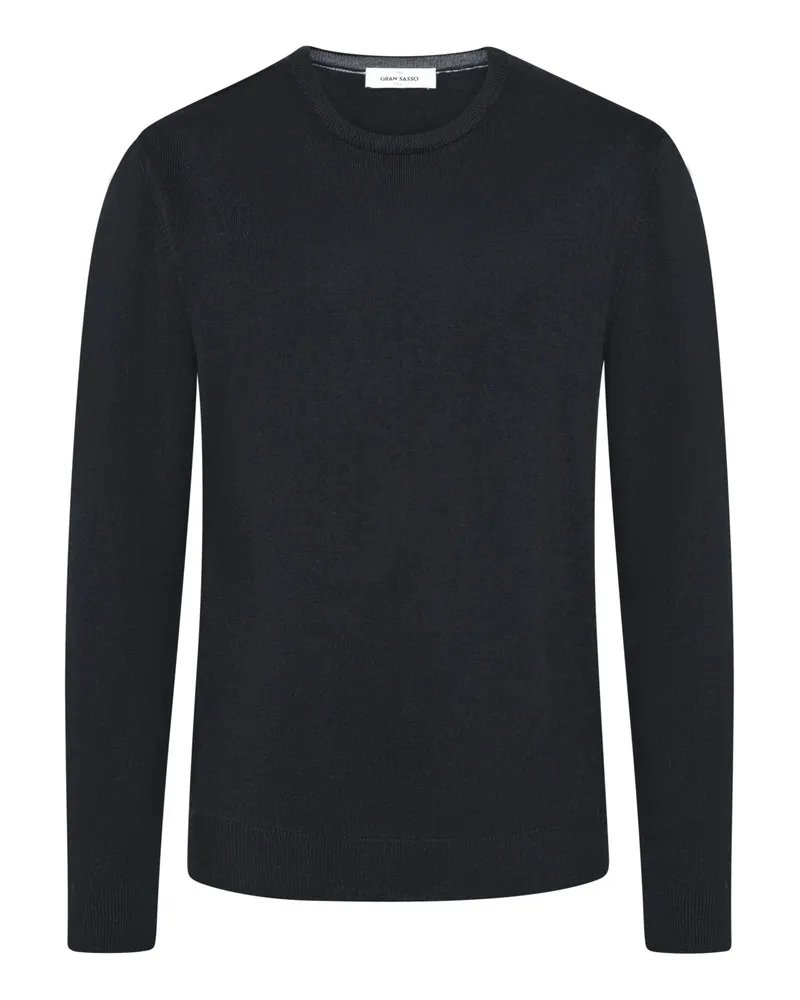 Gran Sasso Softer Pullover aus Merinowolle mit O-Neck in Schwarz