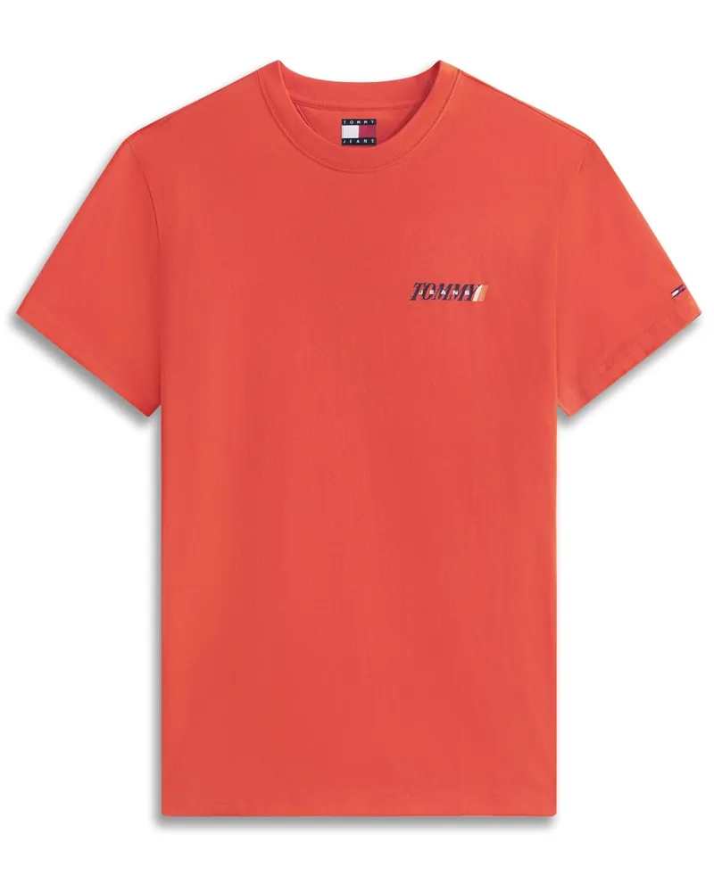 Tommy Hilfiger T-Shirt aus Baumwolle mit beidseitigem Print, Regular Fit in Rot