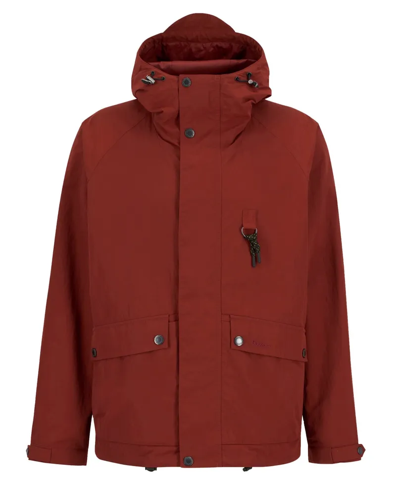 Barbour Wasserabweisende Kapuzenjacke Rig mit Raglanärmeln in Rot