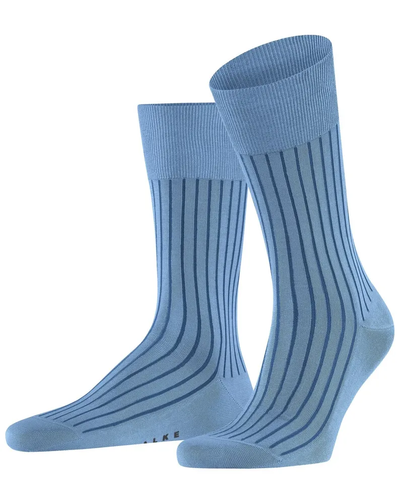 Falke Socken Shadow aus einem gestreiften Baumwoll-Mix in Hellblau