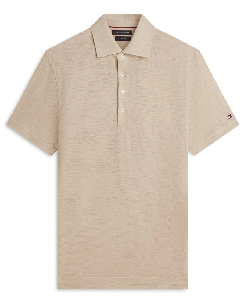 Tommy Hilfiger Poloshirt aus einem soften Leinen-Mix mit Struktur in Beige