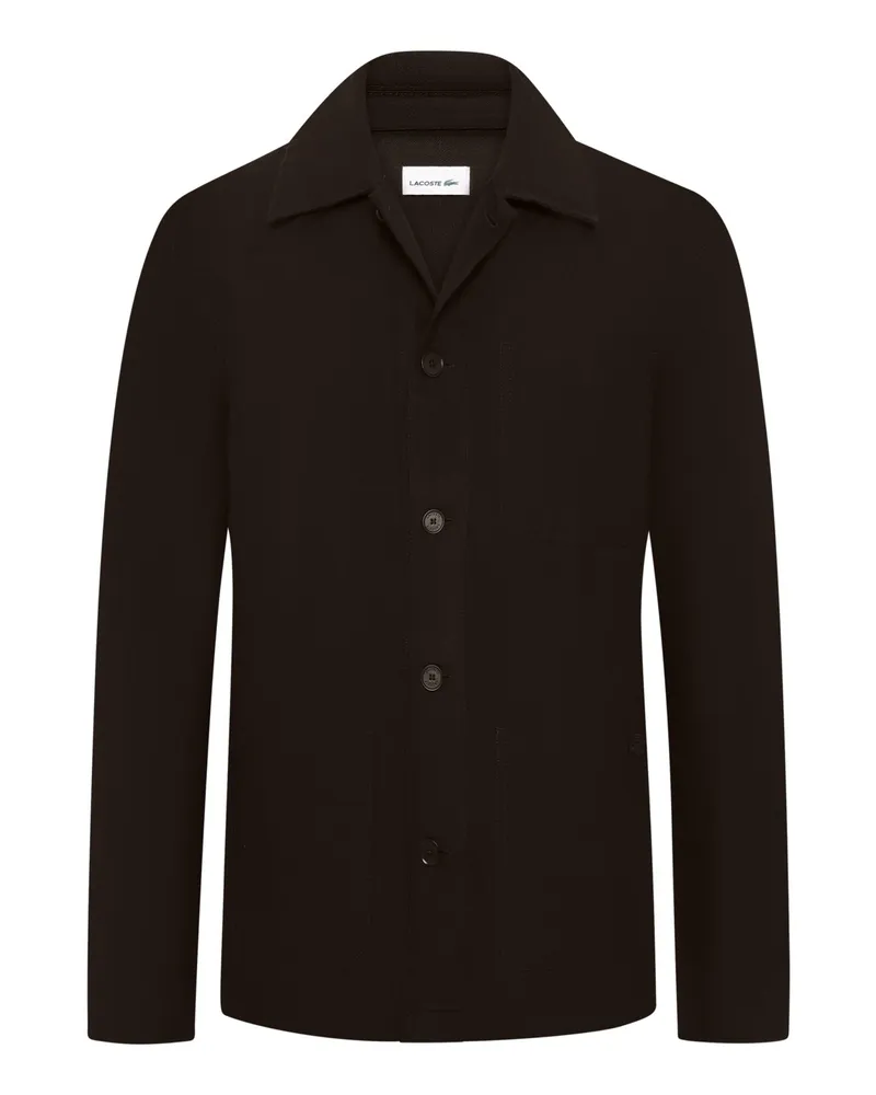 Lacoste Unifarbenes Overshirt aus einer Leinenmischung in Dunkelbraun