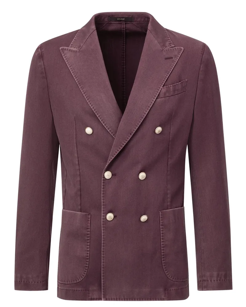 windsor. Ungefüttertes Zweireiher-Sakko mit Struktur, Shaped Fit in Bordeaux