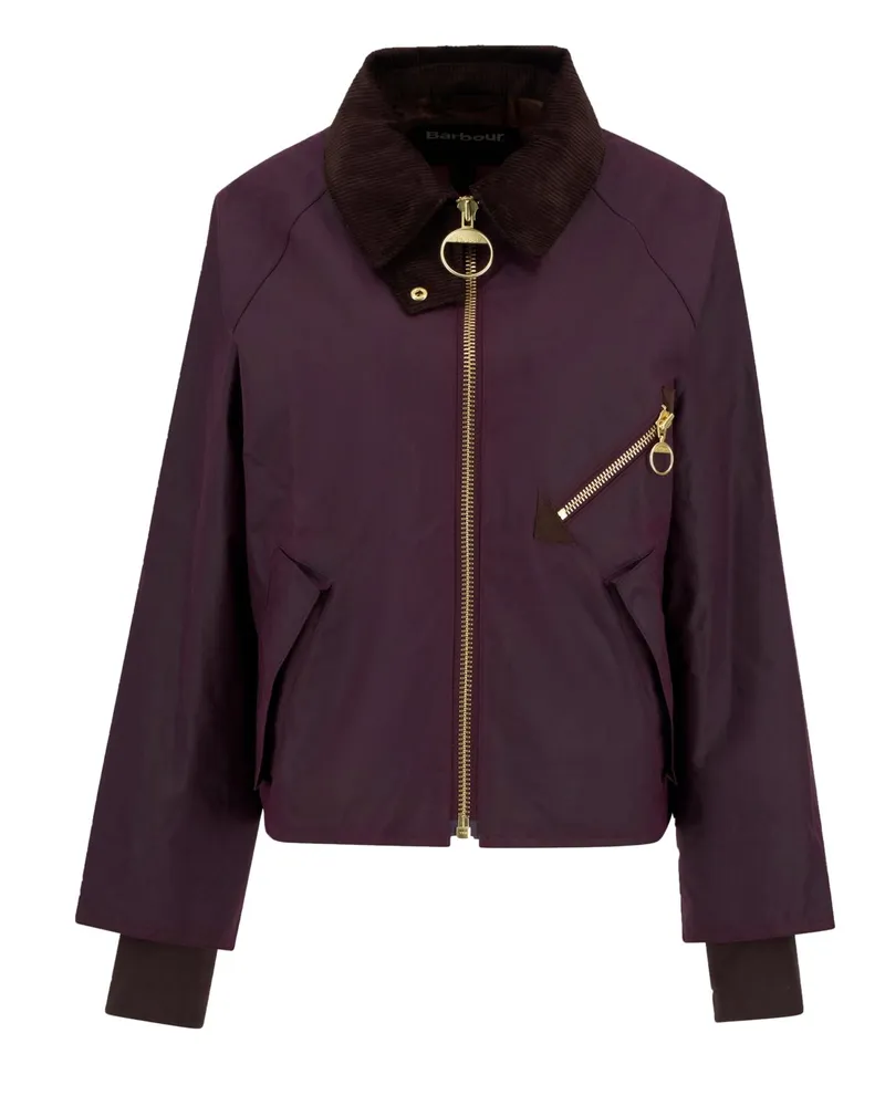 Barbour Wachsjacke Arlene mit Cord-Kragen und goldenen Akzenten in Rot