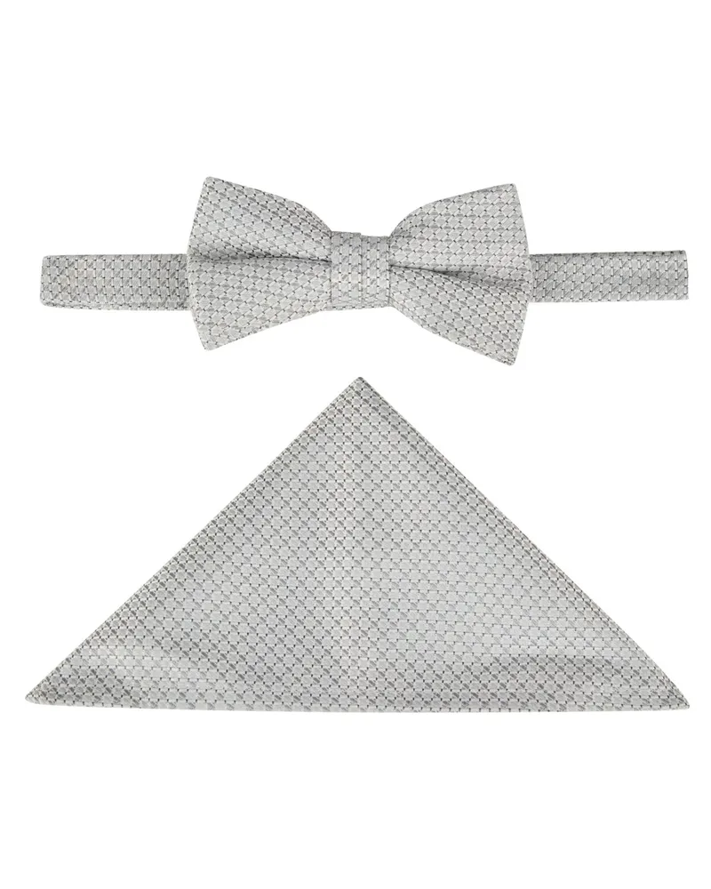 Wilvorst Set aus Schleife und Einstecktuch in seidigem Glanz in Silber