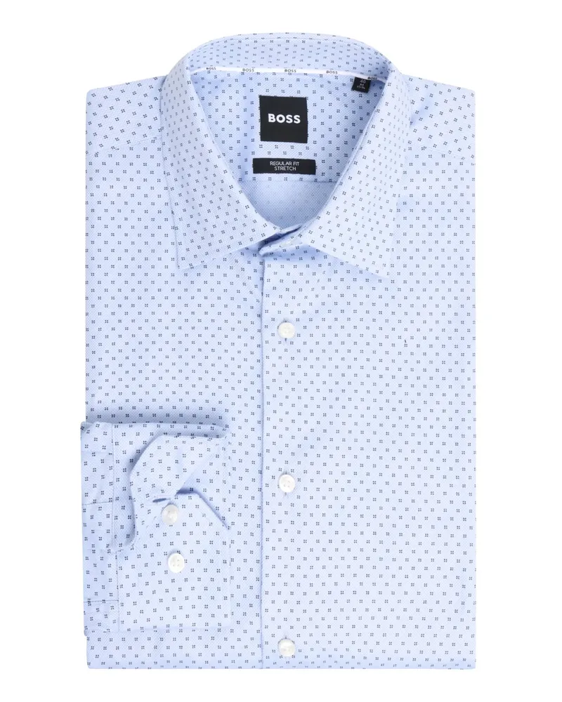 HUGO BOSS Stretch-Hemd mit Kleinmuster, Regular Fit in Hellblau