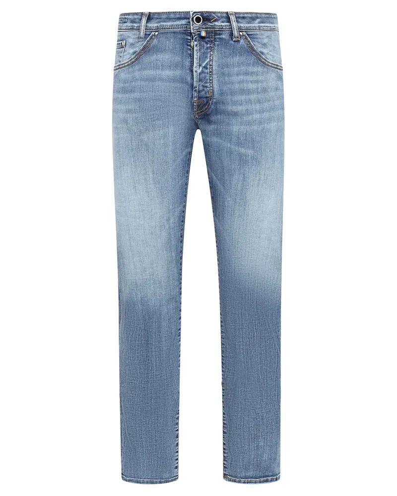 Jacob Cohën Softe Jeans Bard mit Porsche-Badge in dezenter Waschung, Regular Slim in Mittelblau
